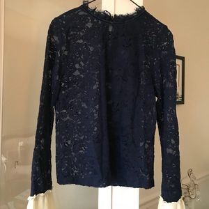 Navy blue lace blouse